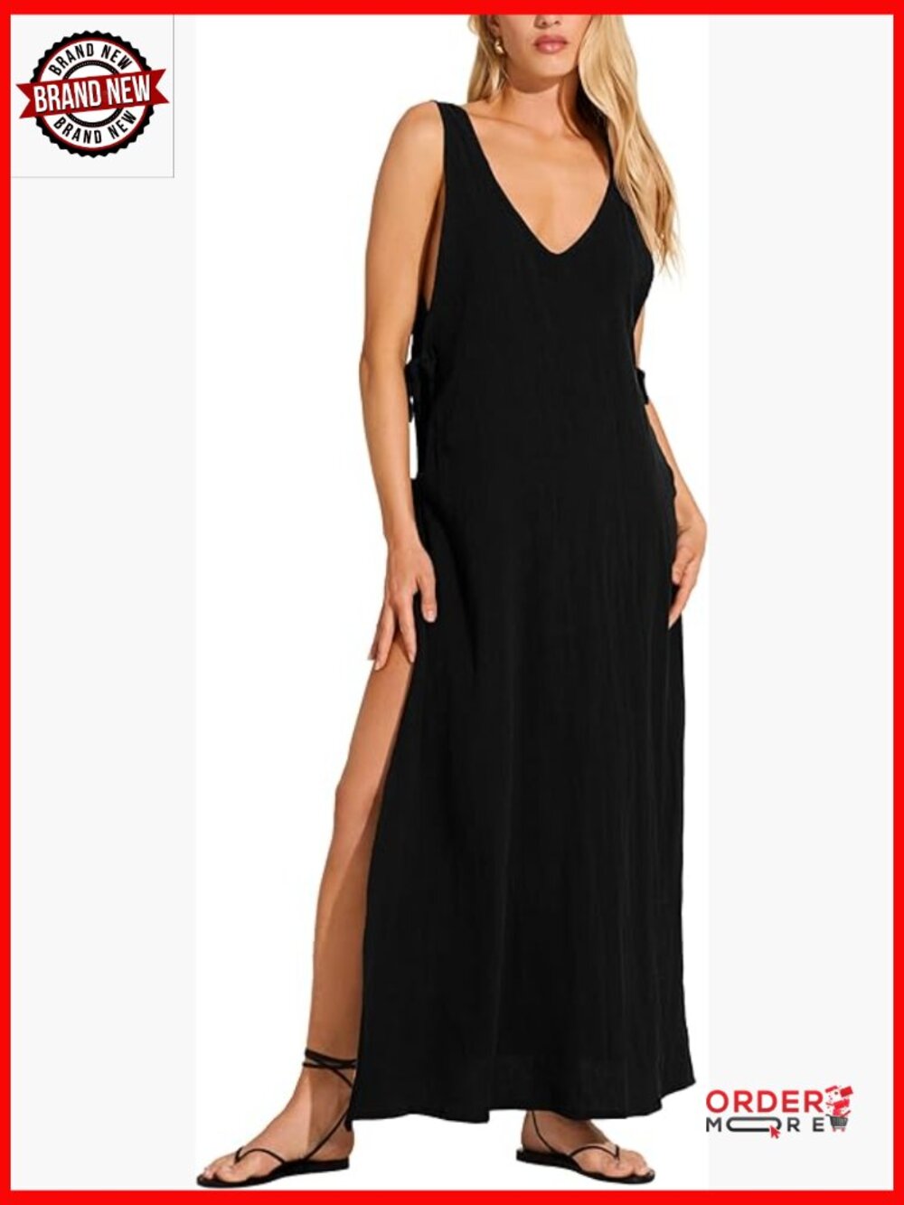 Women's Linen Riviera Dress Swimsuit Cover Up Sleeveless Pull On Maxi